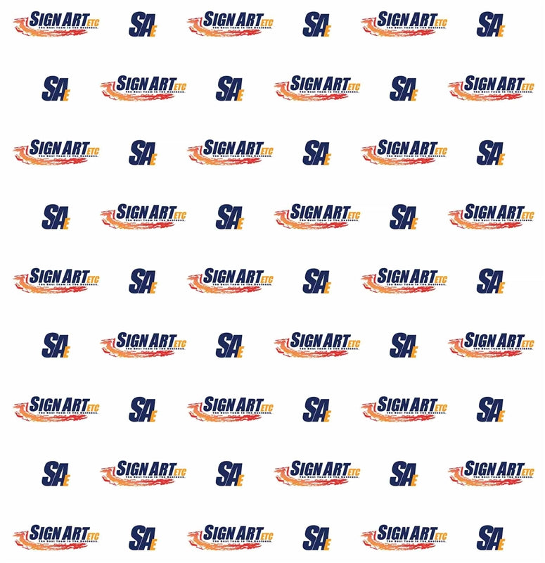 Vinyl step and repeat backdrop setup with adjustable aluminum stand