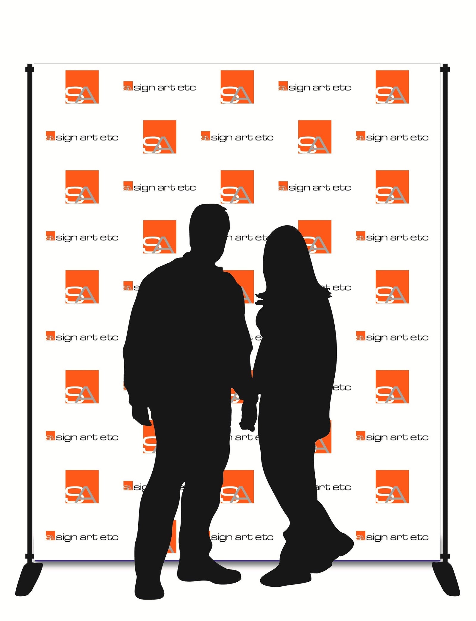 Sign Art Etc 8x6 vinyl step and repeat backdrop with adjustable aluminum stand — signartetc.com