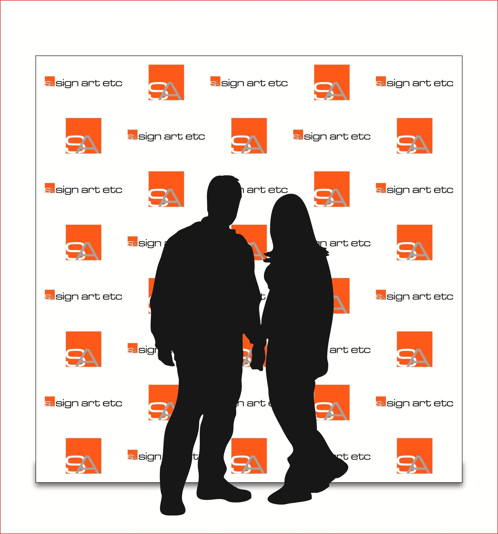 Sign Art Etc 8x8 vinyl step and repeat backdrop with custom logo design — backdrop only — signartetc.com