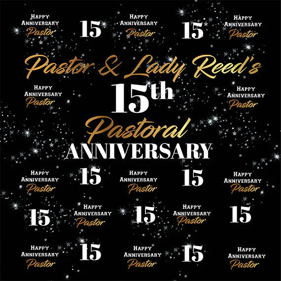 Step and repeat backdrop at church event with custom branding