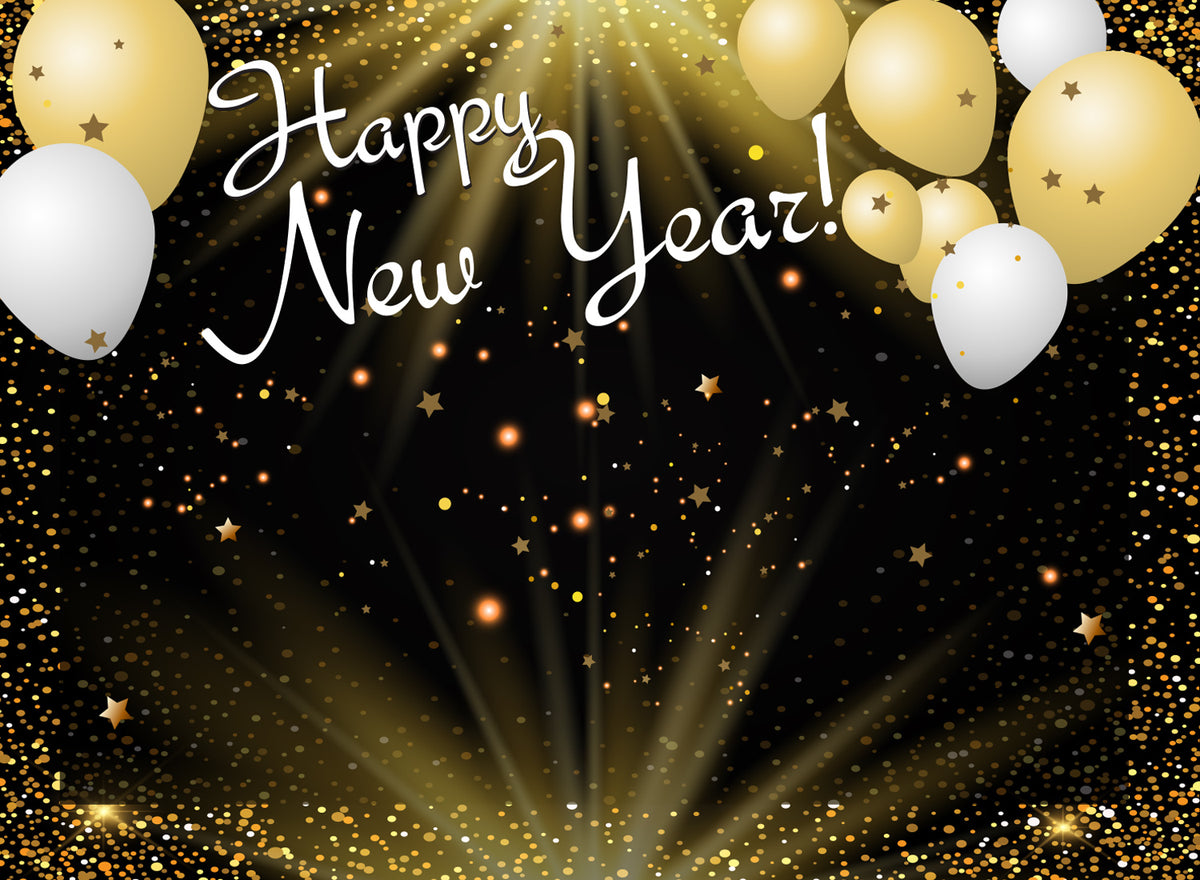 8x10 Happy New Year Starlight Celebration Backdrop - Holiday Step and Repeat Banner