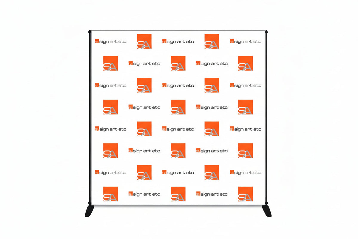 Sign Art Etc 8x8 fabric step and repeat backdrop with adjustable stand — signartetc.com