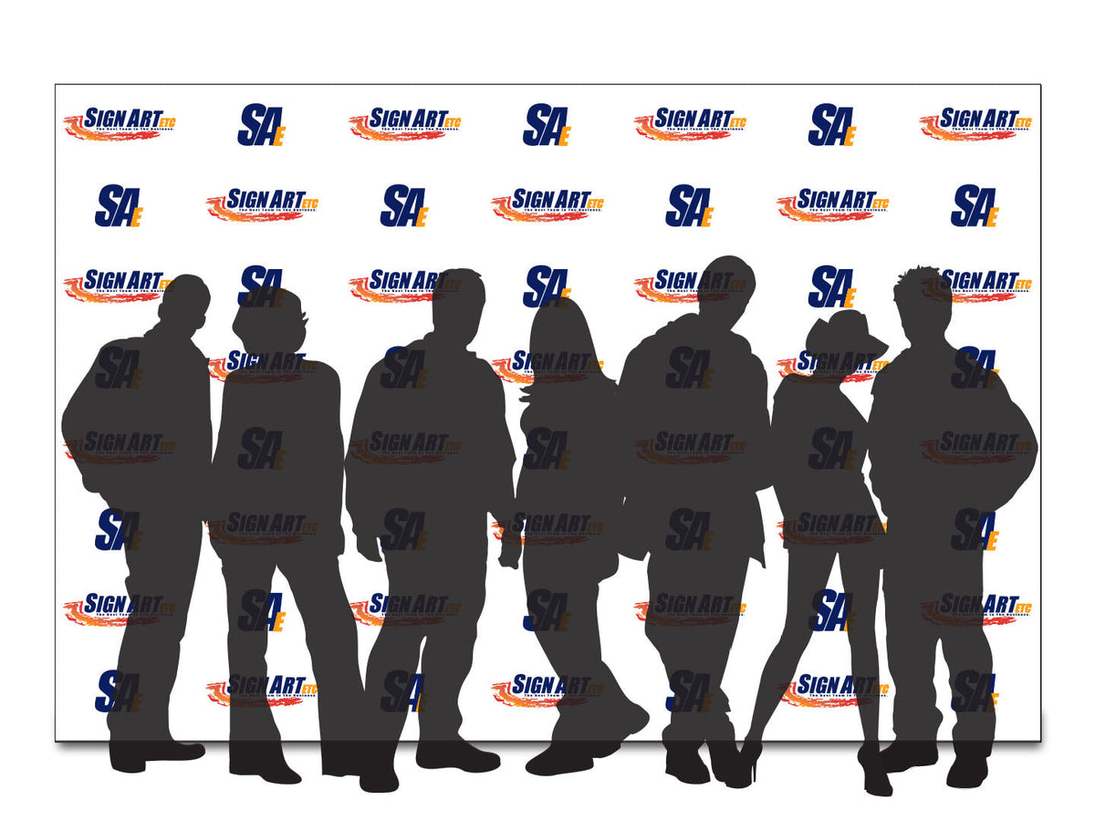 Sign Art Etc 8x12 vinyl step and repeat backdrop — blank template showing full print area — signartetc.com