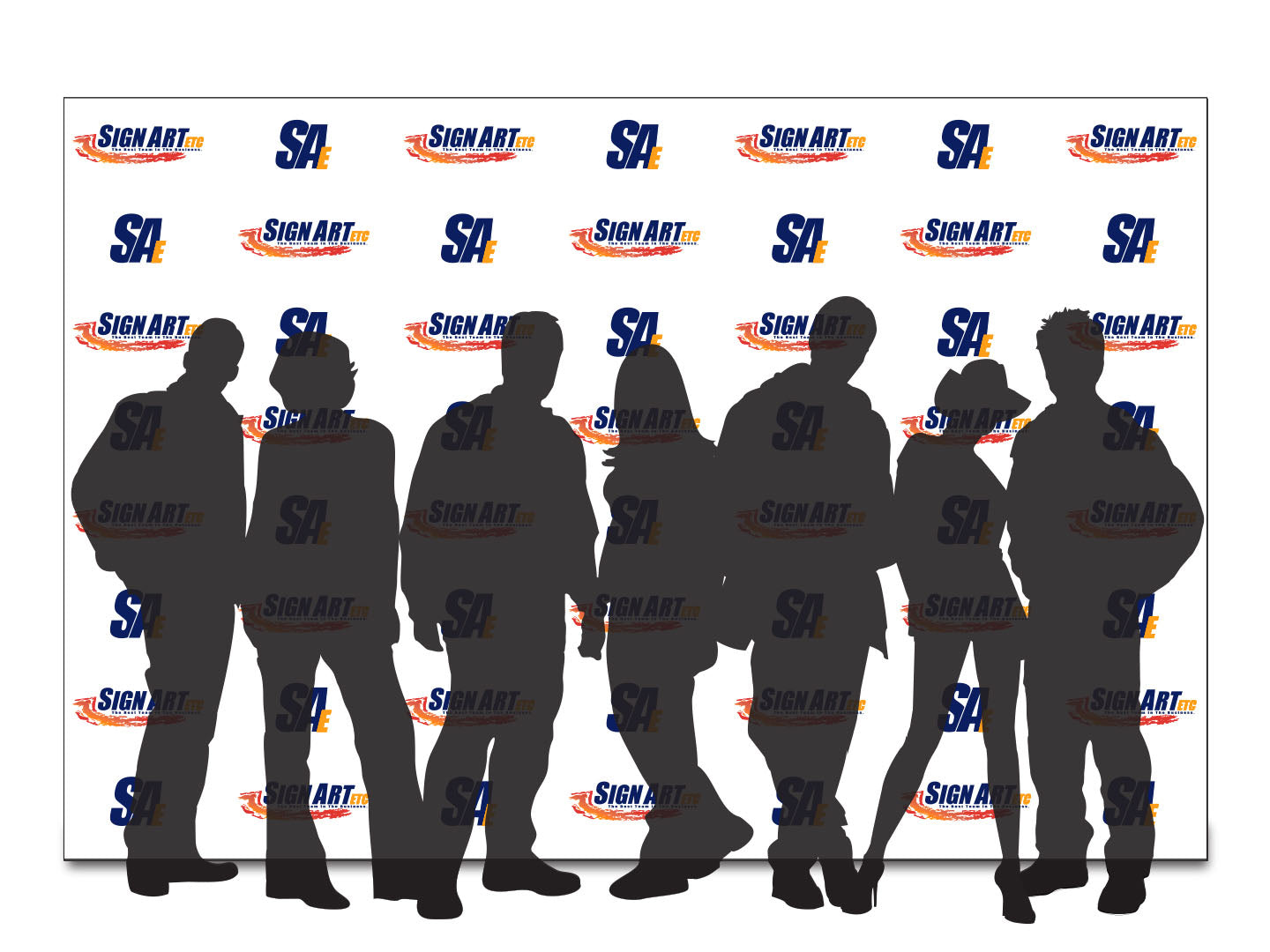 Sign Art Etc 8x12 vinyl step and repeat backdrop — blank template showing full print area — signartetc.com